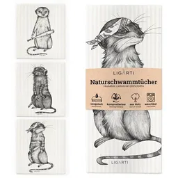 LIGARTI Schwammtücher 3er-Set »Erdmann Gang« von LIGARTI | wiederverwendbar | kompostierbar | Naturschwammtücher – Produktbild 1 von 1
