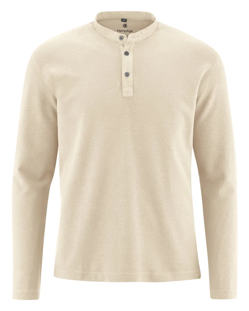 HempAge Hempage Herren vegan Langärmliges Freizeit Shirt Gobi In Beige, Beige, – Produktbild 1 von 2