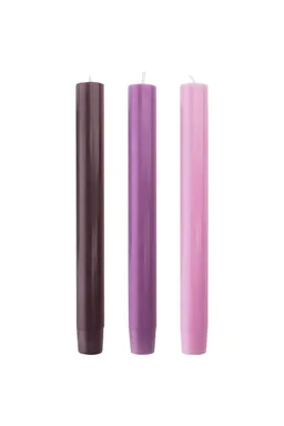 Tranquillo Handgearbeitete Stabkerzen GLUMI cotton candy 3er-Set, 20 cm - violett – Produktbild 1 von 1