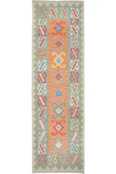 Rugtales Kelim Gashgai Orange „Rugtales“ aus Schurwolle, 85x282 cm, Orange, – Produktbild 3 von 4