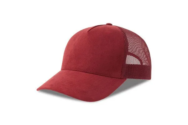 Atlantis Headwear Atlantis Headwear Damen / Herren Netz Cap kombiniert mit Wildlederoptik, Burgundy, – Produktbild 2 von 5