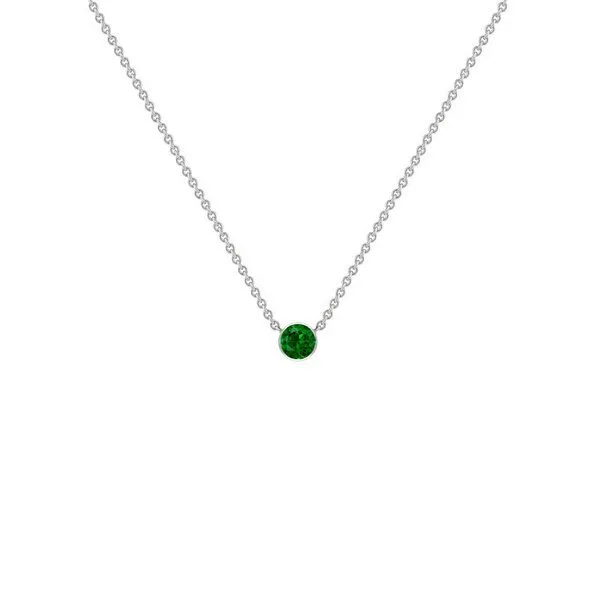Eppi Eppi Silberne minimalistische Kette mit einem Tsavorit Granat Glosie, Weiss, – Produktbild 1 von 4
