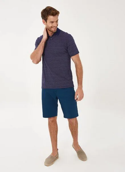 ORGANICATION ORGANICATION Poloshirt aus Bio-Baumwolle mit Ringelmuster, Navy stripe, – Produktbild 2 von 4