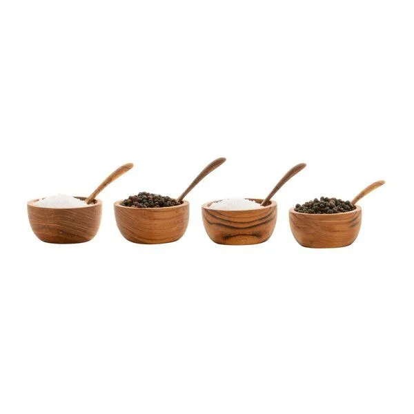 Originalhome Originalhome Salz- und Pfefferstreuer mit Löffel aus recyceltem Teakwurzelholz, Natur, – Produktbild 2 von 2