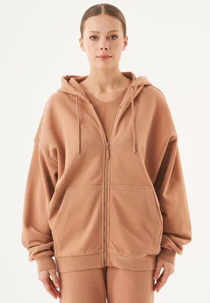 ORGANICATION ORGANICATION ESSENTIALS-JALE- Soft Touch Sweatjacke aus Bio-Baumwolle, Light brown, – Produktbild 1 von 4