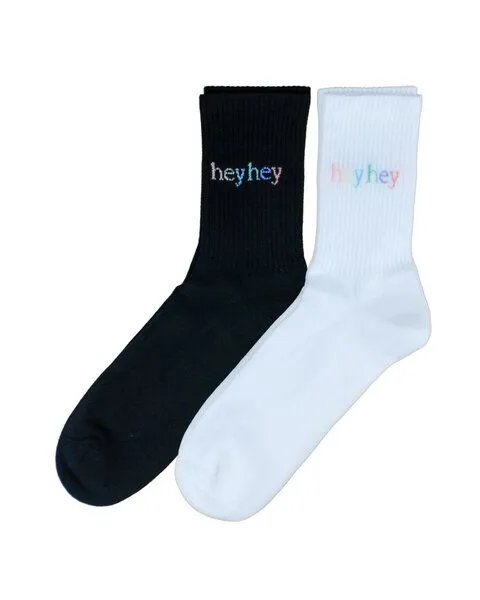 hey hey hey hey Rainbow Socken, Schwarz, – Produktbild 1 von 3