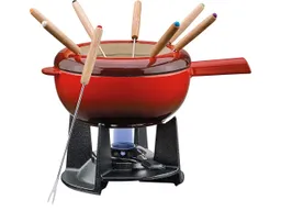 Fondue-Topf aus Gusseisen, emailliert mit 8 Gabeln – Produktbild 1 von 1