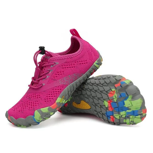 SAGUARO SAGUARO Barfußschuhe vegan Sport-Schuhe Damen Herren Minimalschuhe Laufschuhe, Rot 025 kids, – Produktbild 1 von 4