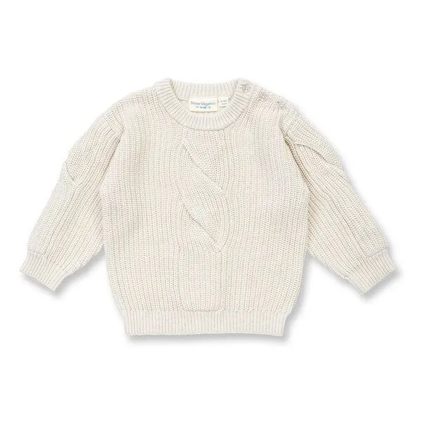 Sense Organics Sense Organics Baby Strickpullover in Cremeweiß Melange, Modell INOO, Rose, – Produktbild 1 von 3