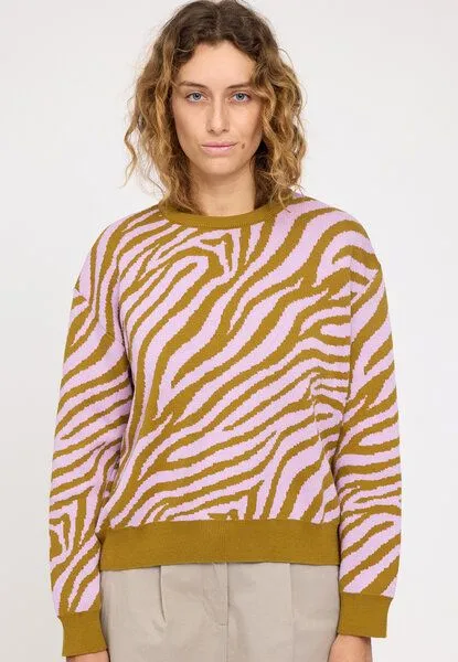 Mazine Mazine Baumwollstrickpullover Zebra, Beige-violett, – Produktbild 1 von 1