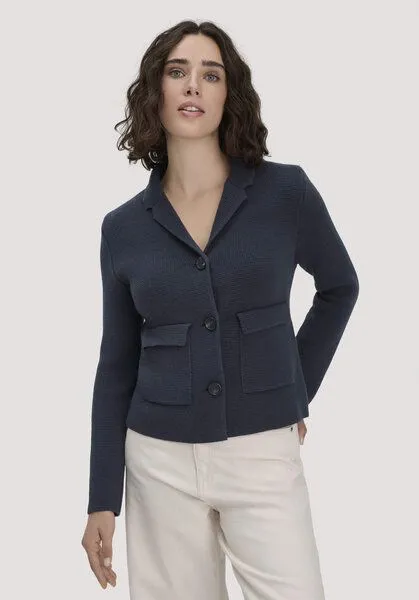 hessnatur hessnatur Strick Blazer Regular aus Bio-Baumwolle mit Bio-Merinowolle, Marine, – Produktbild 1 von 5