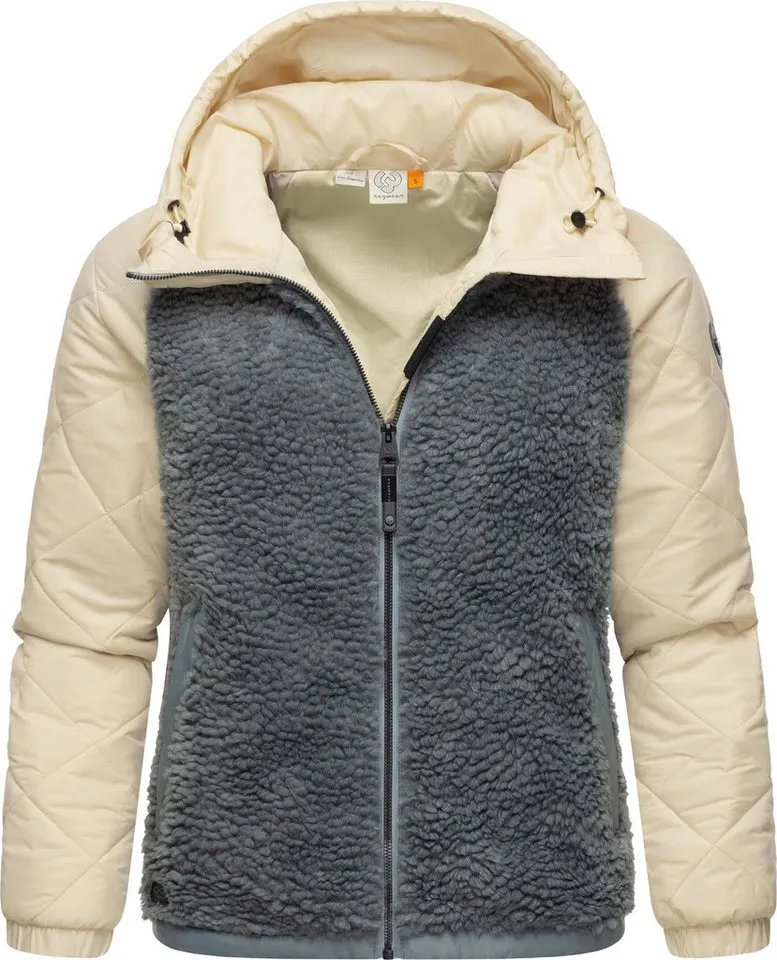 ragwear ragwear Outdoorjacke Leeloo Damen Übergangsjacke aus Teddyfleece mit gesteppten Ärmeln, Grau, – Produktbild 2 von 5