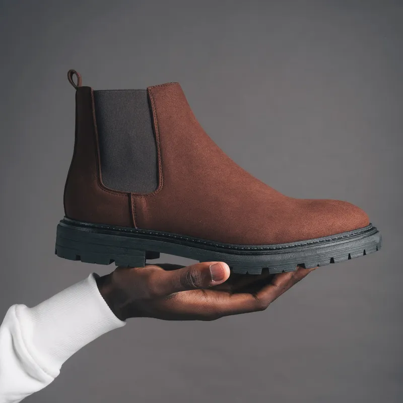 NAE NAE Herren vegan Chelsea-Stiefel Herren Faber Braun, Dunkelbraun, – Produktbild 2 von 2