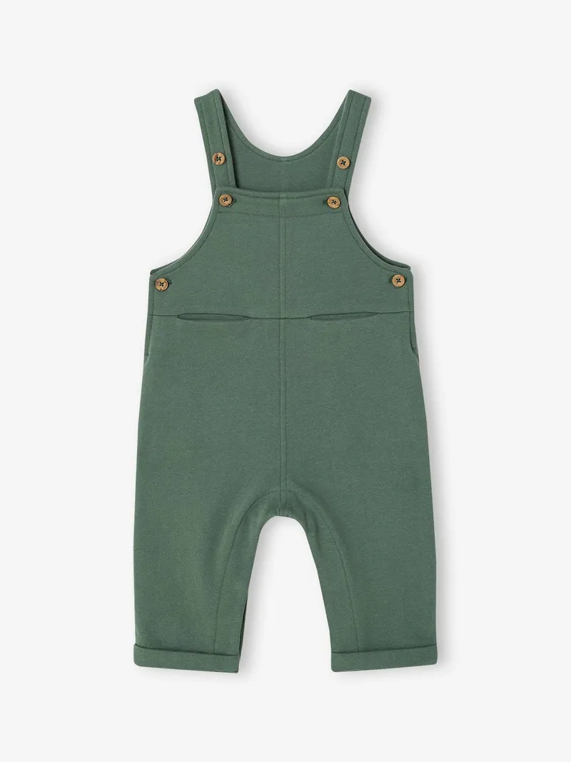 Vertbaudet Jungen Baby Latzhose aus Sweatware, Dunkelgrün, – Produktbild 1 von 3