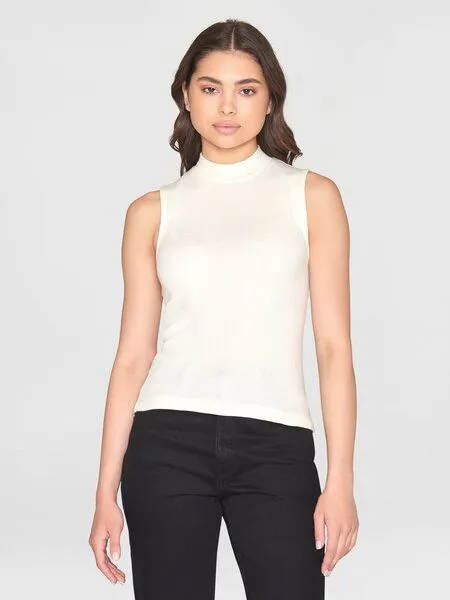 KnowledgeCotton Apparel KnowledgeCotton Apparel Ripptop - High neck rib top - aus Bio-Baumwolle, Weiß (star white), – Produktbild 1 von 3