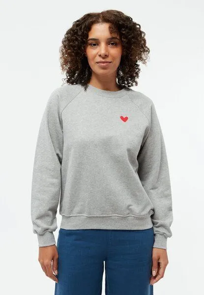 Givn Berlin Givn Berlin Sweater GBYARA (Heart) aus Bio-Baumwolle mit Stickerei, Grey melange, – Produktbild 1 von 4