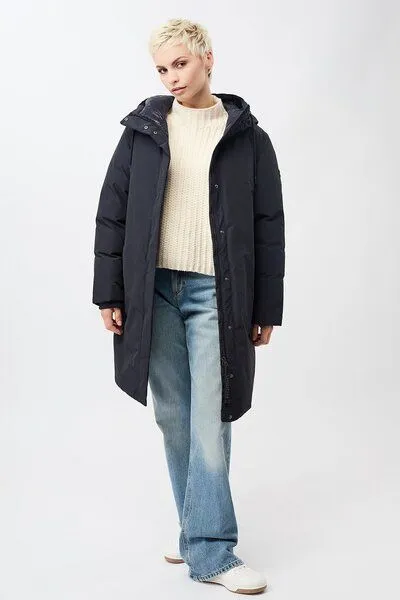LangerChen LangerChen Lange Jacke mit Kapuze und Eco Daune, Navy (blau), – Produktbild 4 von 4