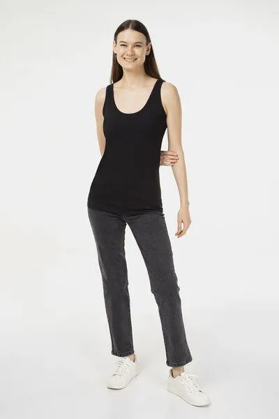 Evermind Evermind Damen Tanktop aus Bio-Baumwolle, Schwarz, – Produktbild 4 von 4