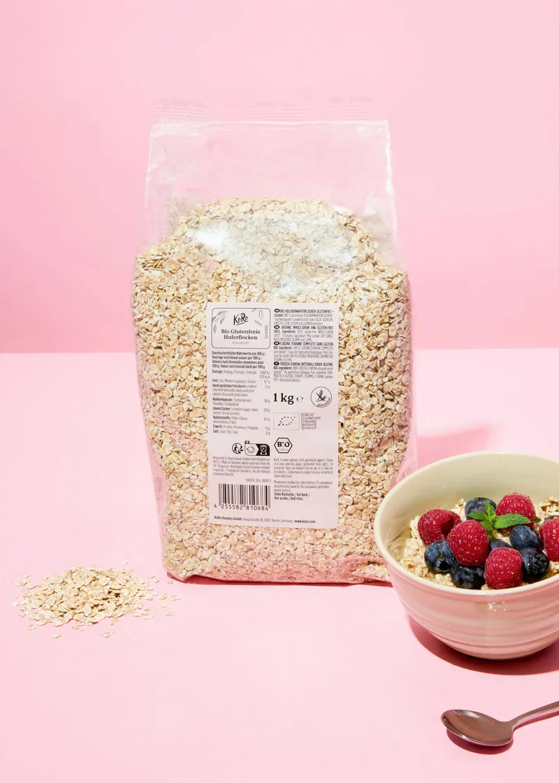 KoRo Glutenfreie Bio Haferflocken Kleinblatt 1 kg – Produktbild 2 von 5