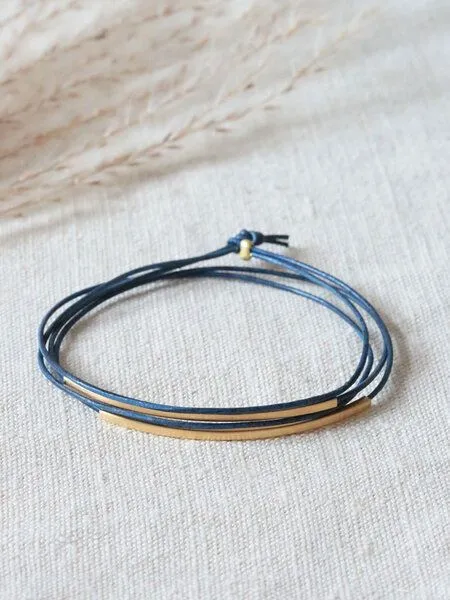 pikfine pikfine Tube Armband Tingval vergoldet, Indigo blau, – Produktbild 1 von 4