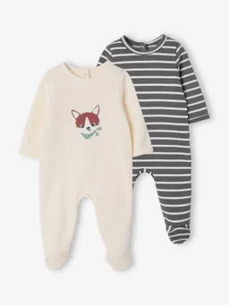 Vertbaudet Vertbaudet Baby Strampler 2er-Pack mit Rückenöffnung vanille – Produktbild 1 von 1