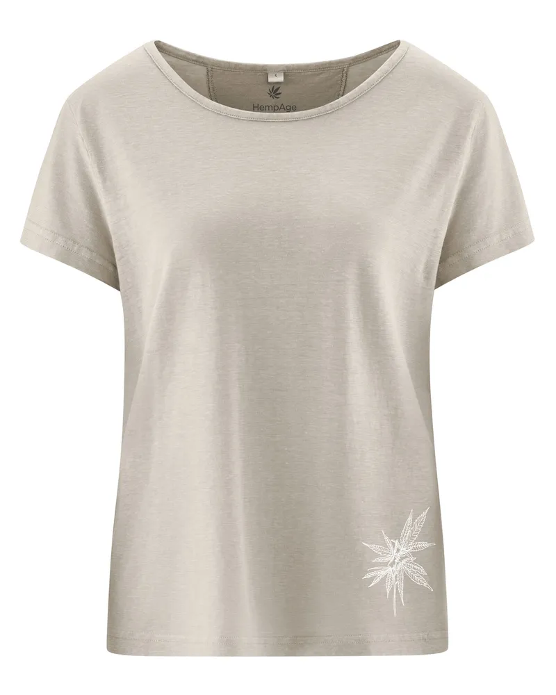 HempAge Hempage Damen vegan T-Shirt Aus Hanf Mit Distel Print Beige, Beige, – Produktbild 2 von 2