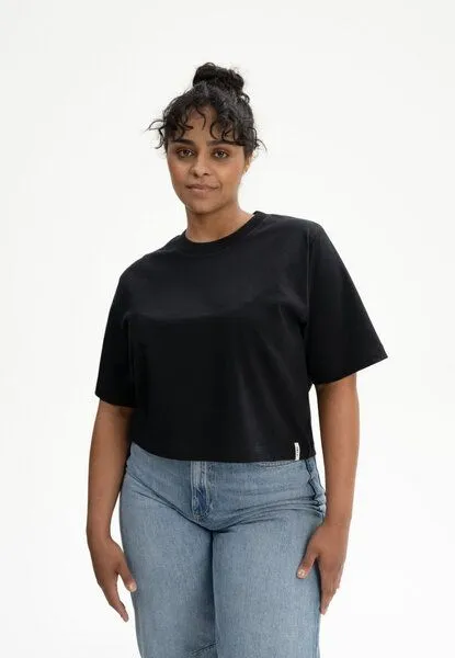 MELA Cropped T-Shirt schwer Style JOSHNA | von MELA | Fairtrade & GOTS zertifiziert, Schwarz, – Produktbild 1 von 4