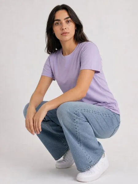 COREBASE COREBASE Damen TShirt "Classic Fit" aus 100% Baumwolle, Pastel lilac (lila), – Produktbild 3 von 5