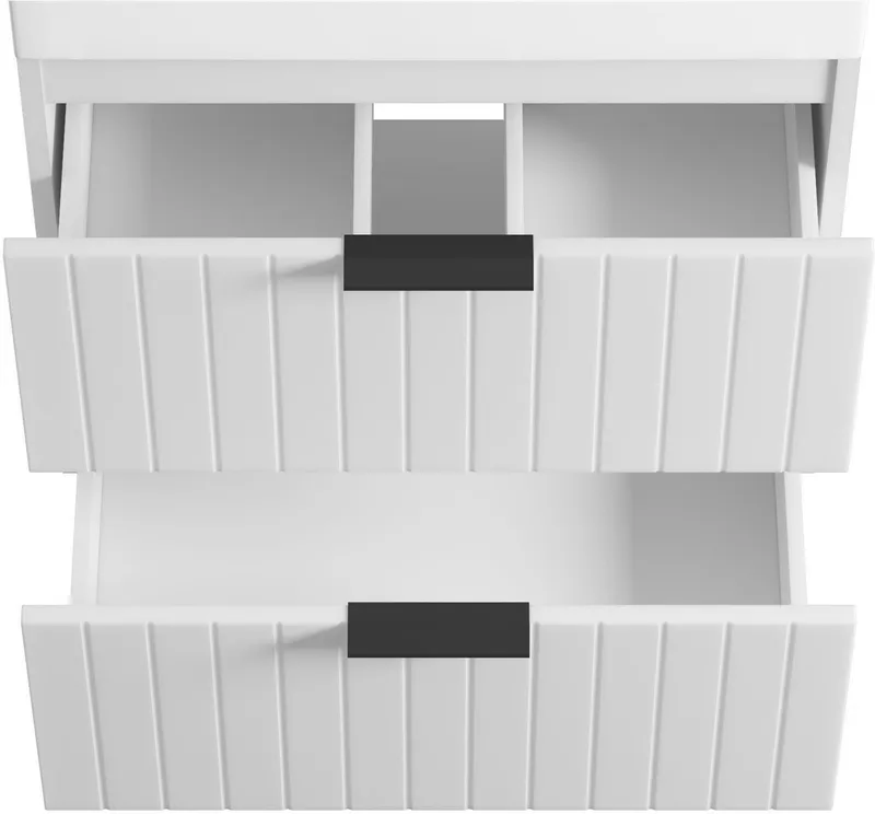 welltime Waschtisch HARMONY mit Waschbecken, Breite 60 oder 80cm, modernes Design, Schrank mit 2 Schubladen, Soft-Close-Function, Paneeloptik, Weiß, – Produktbild 1 von 6