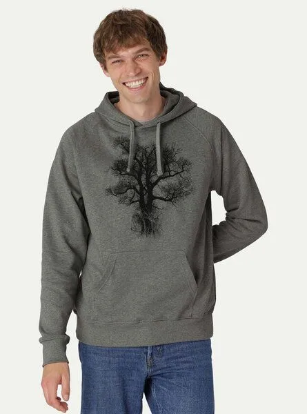 Peaces.bio - handbedruckte Biomode Peaces.bio - handbedruckte Biomode Bio-Herren-Kapuzensweater Chestnut, Grau, – Produktbild 1 von 4