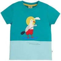Frugi Frugi T-Shirt Möwe auf Stand-up-Paddle in blau Penryn Panel T-Shirt – Produktbild 1 von 1