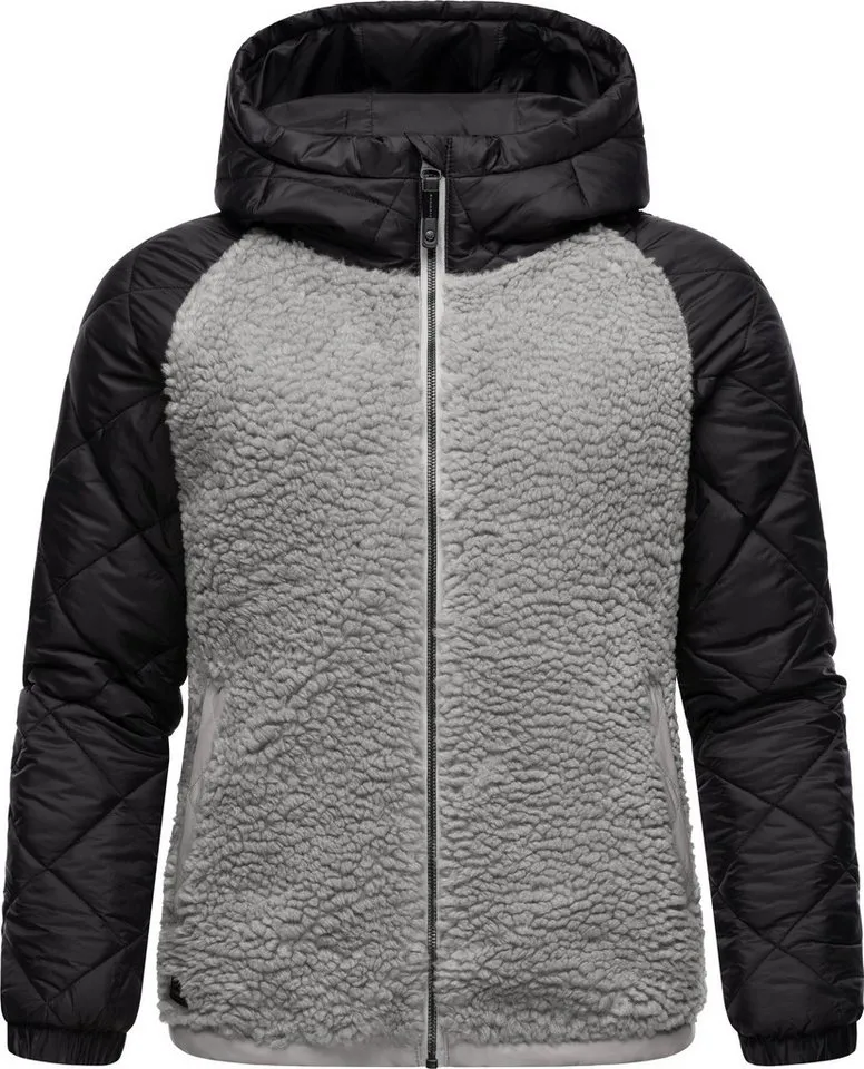 ragwear ragwear Outdoorjacke Leeloo Damen Übergangsjacke aus Teddyfleece mit gesteppten Ärmeln, Braun|grau, – Produktbild 5 von 5