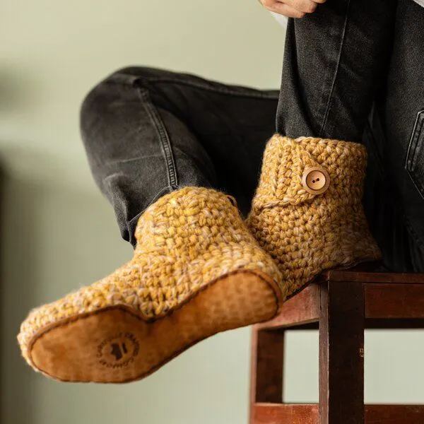 Kingdom of Wow Kingdom of Wow - Handgefertigte Hausschuhe aus Wolle - High Top, Butterscotch, – Produktbild 6 von 6