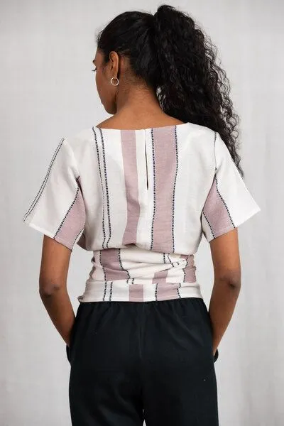 Jyoti - Fair Works Jyoti - Fair Works Baumwoll Wickelshirt Amaranth Webmuster Altrosa – Produktbild 4 von 4