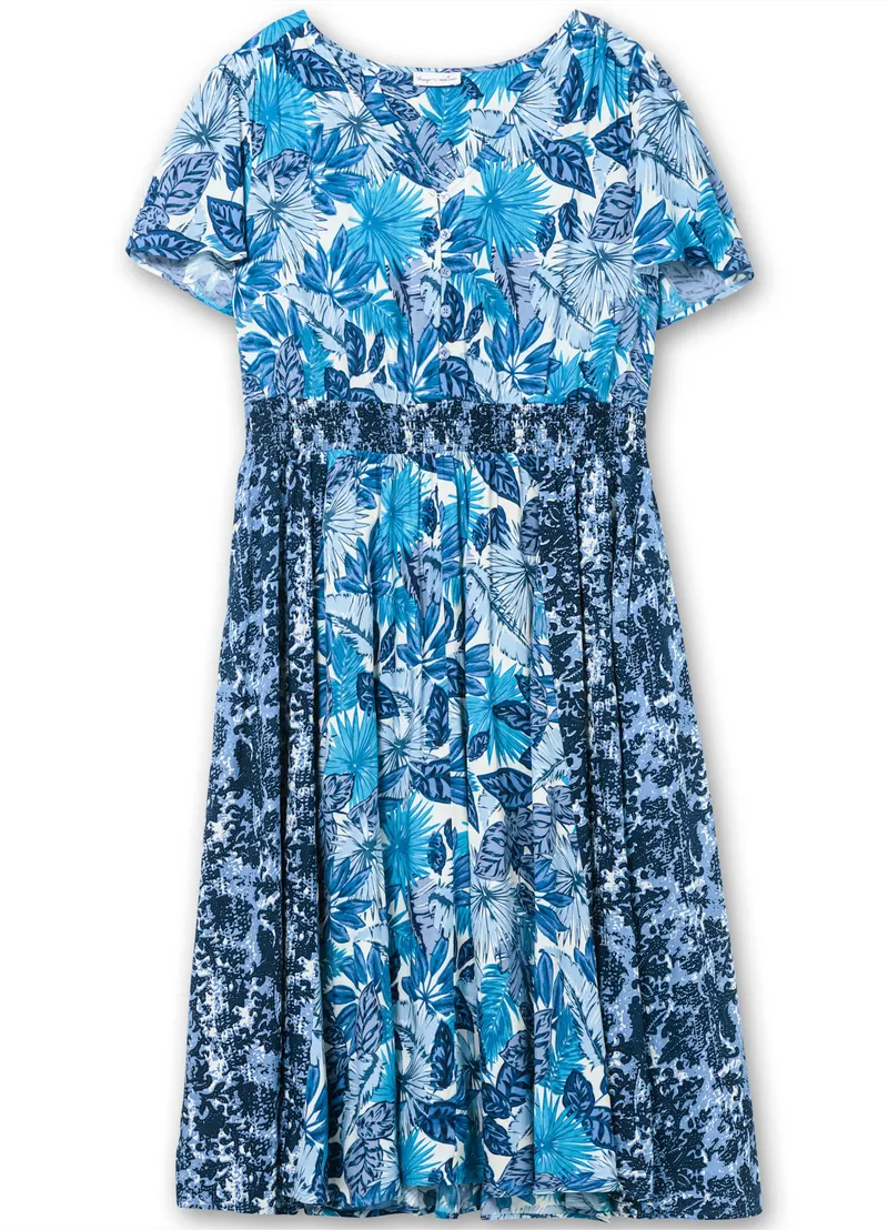sheego by Joe Browns Druckkleid, Blau gemustert, – Produktbild 2 von 2