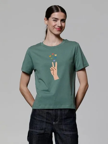 watapparel watapparel T-Shirt Frauen Spread Love, Green bay, – Produktbild 2 von 3