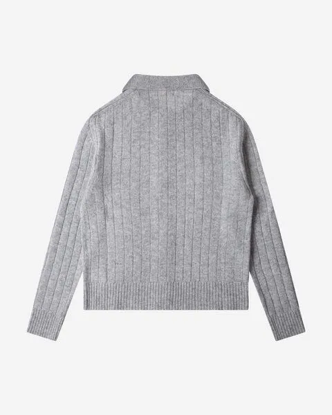 MATONA Matona Strickjacke | Collared Cardigan | aus extrafeiner Merinowolle, Grey melange, – Produktbild 4 von 4