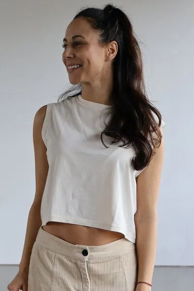 Kultgut Kultgut Biofair- Vegan Vintagelook CropTop - 100% Biobaumwolle, White, – Produktbild 3 von 4