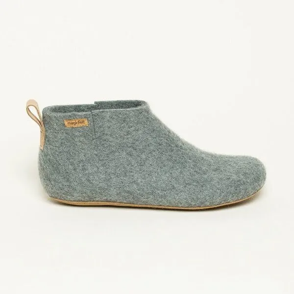 Magicfelt Magicfelt 743 Hüttenschuhe aus 100% Merino-Wolle Hausschuh für Damen & Herren Ledersohle, Grau, – Produktbild 4 von 6