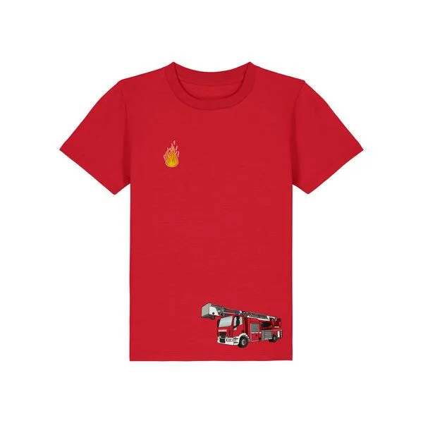 Spangeltangel Spangeltangel Kinder-T-shirt "Feuerwehr" rot, Biobaumwolle, Rot, – Produktbild 1 von 3