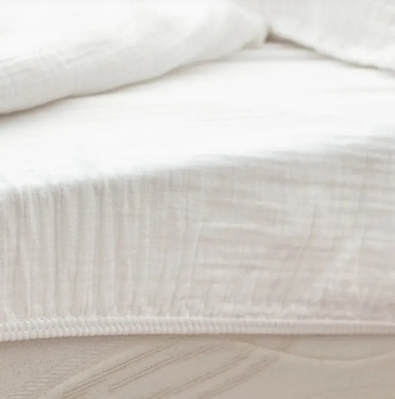 Sandiik Sandiik Spannbettlaken Premium Musselin Spannbettlacken mit Gummizug in Weiß, 180x200+25cm, Gummizug: Ja, Super Weich & super Soft, Made in Portugal, Weiß, – Produktbild 3 von 3