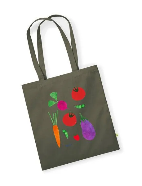 MelaDi MelaDi Tragetasche / Tote Bag aus Biobaumwolle - Verdure auf Organic Green – Produktbild 2 von 3