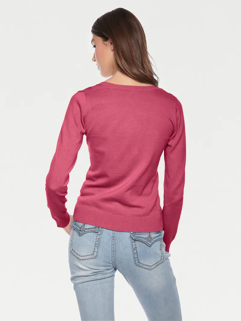 heine Rundhalspullover pink, Pink, – Produktbild 1 von 2