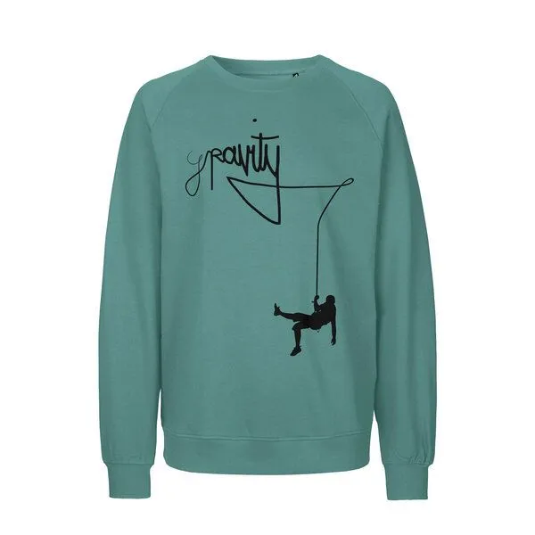 HANDGEDRUCKT HANDGEDRUCKT "Gravity" Unisex Sweatshirt aus reiner Biobaumwolle (kbA), Teal, – Produktbild 1 von 3