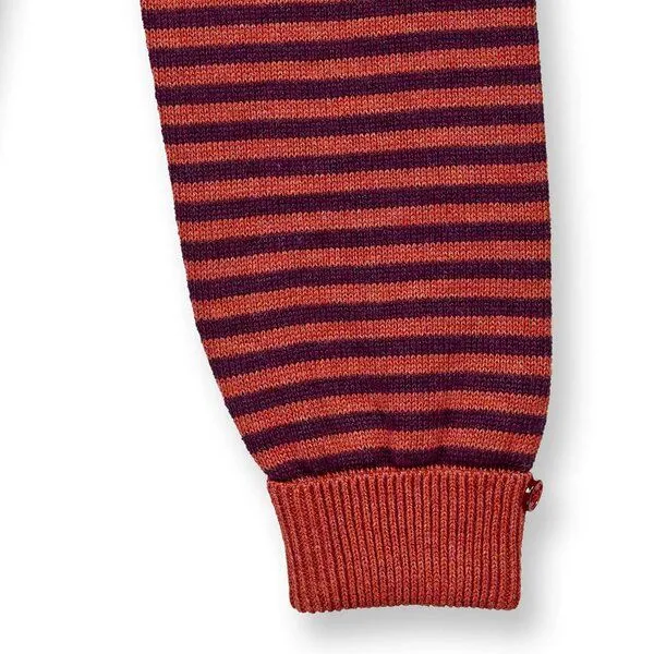 Sense Organics Sense Organics Baby Strickleggings, Modell PABLO, Terrakotta-bordeaux melange geringelt, – Produktbild 4 von 4