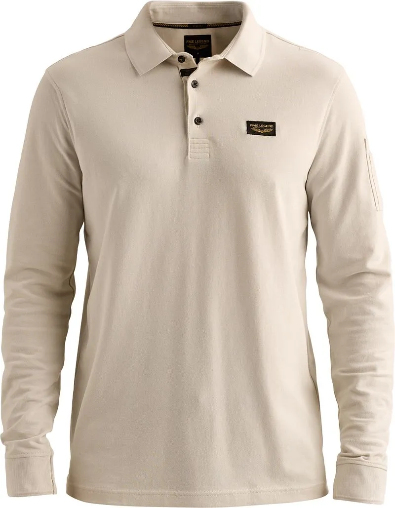 PME Legend PME Legend American Classic Longsleeve Poloshirt Bone White, Wollweiß, – Produktbild 2 von 5
