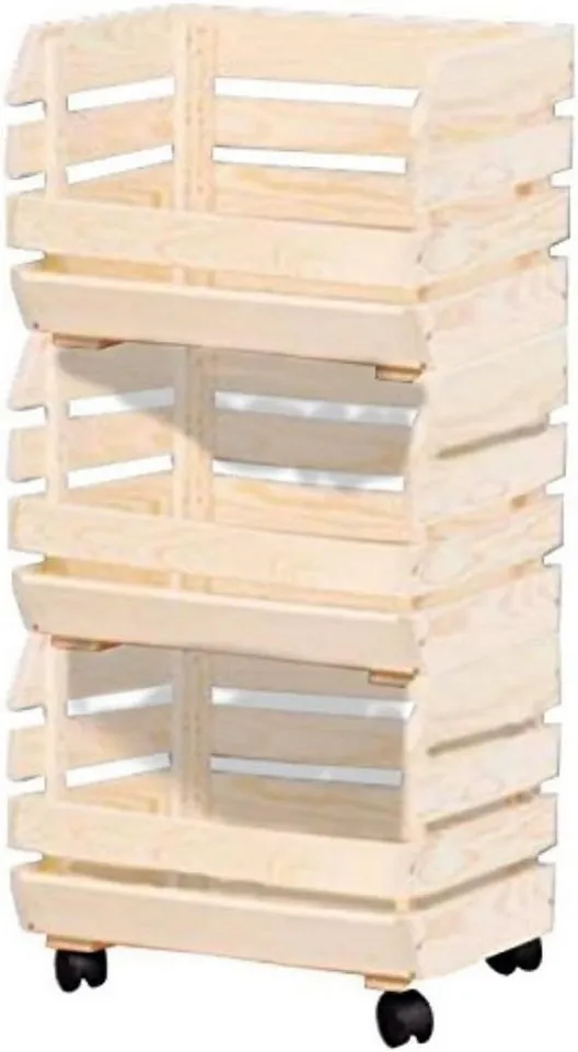 Kesper Kesper Kartoffel- & Obsthorde aus Kiefernholz, mit Rollen, 37 x 30 x 80 cm – Produktbild 3 von 4