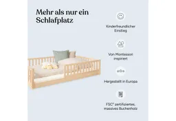 Ehrenkind Kinderbett Bodenbett Livo aus massivem Buchenholz mit Rausfallschutz (FSC® zertifizert), in verschiedenen Ausführungen – Produktbild 1 von 1