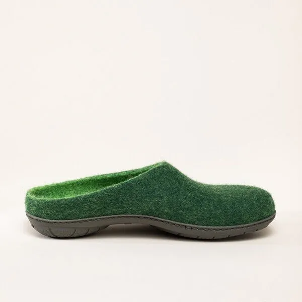 Magicfelt Magicfelt Filz-Hausschuh 736 aus 100% Merino-Wolle Pantoffel für Damen & Herren mit Gummi-Sohle, Dunkel-grün, – Produktbild 3 von 4