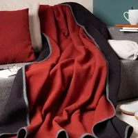 nahtur design nahtur-design Lodendecke | Warme Wolldecke | Kuscheldecke aus 100% Schurwolle, Rot/schwarz (rot), – Produktbild 1 von 1